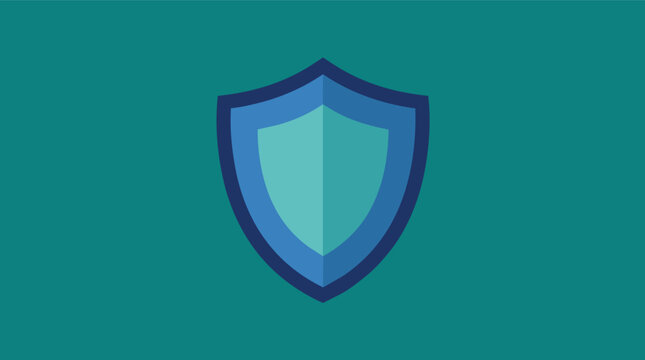 Cybersecurity shield emblem for data protection and digital safety in a flat vector illustration for network security branding