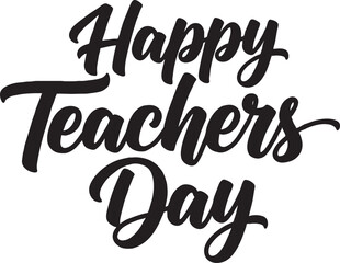 Black brush calligraphy lettering design for happy teachers day on a white background with education celebration greeting lettering calligraphy typography appreciation gratitude