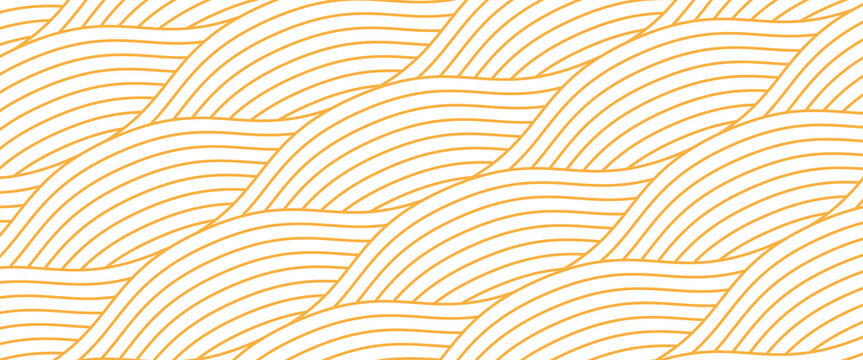 Noodle Ramen Pattern background. Wave yellow spaghetti lines. Abstract pasta food texture.