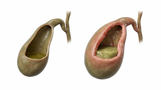 Healthy Gallbladder Compared with Gallbladder Empyema and Infection