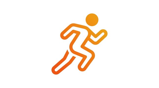 Minimalist outline runner icon sprinting across white background symbolizing athletic endurance speed and healthy motivation