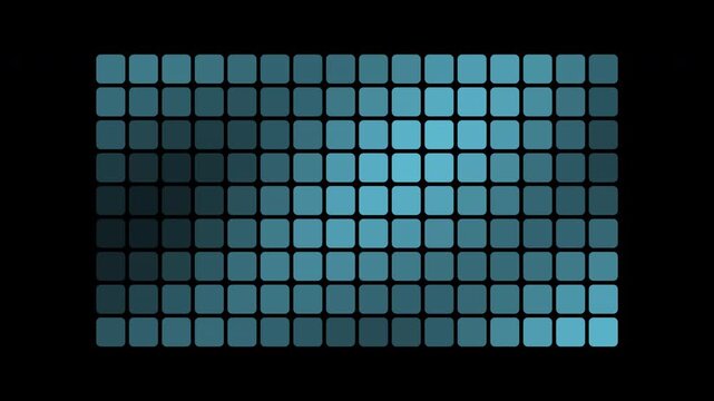 Blue heatmap grid with pulsing cells, data density visualization loop, transparent background