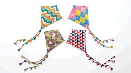 Obraz premium Colorful Geometric Pattern Kites Flying Isolated