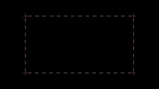 Pink marching ants dashed frame with moving selection border, highlight loop, transparent background