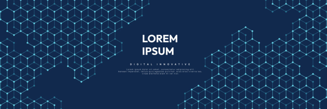 Graphic design element and abstract geometric background with hexagonal shape pattern.