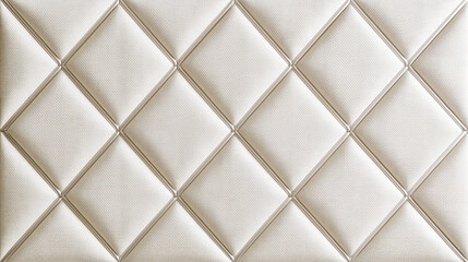 Naklejka premium And keywordsUpholstered architectural textile surface, white diamond pattern, padded geometric wall covering, elegant fabric texture for interior design and luxury decor