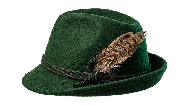 Traditional Bavarian Green Felt Hat with Pheasant Feather