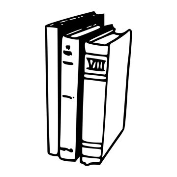old encyclopedia books stack outline vector element for education concept