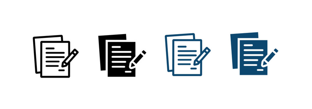 Business document icon set. Paper and pencil icons.