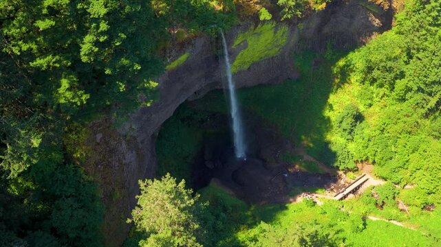 An aerial view of a waterfall in Oregon. Captured this Summer in 6k