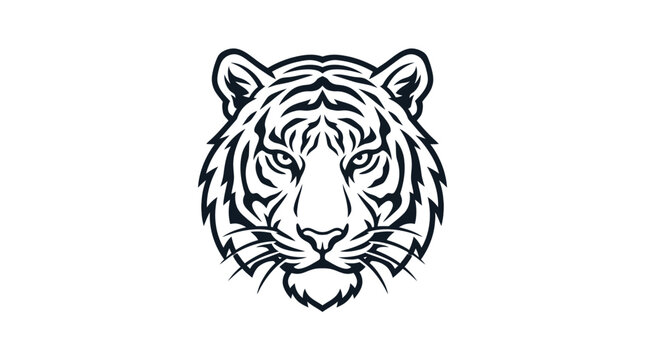 Minimalist Tiger Head Vector Icon