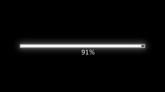 Digital loading bar at percentage showing progress and update status animation