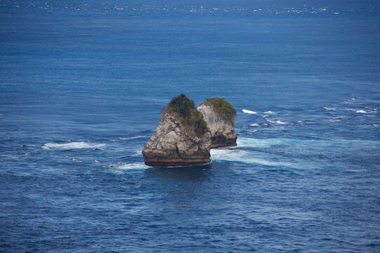 Limestone sea cliffs and rock formations on Nusa Penida, Bali, Indonesia