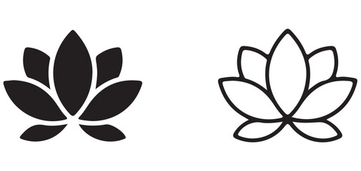 Obraz premium Lotus flower silhouette and outline icon set for wellness and spa vector illustrator eps10
