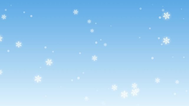 Abstract falling white snowflakes on blue background