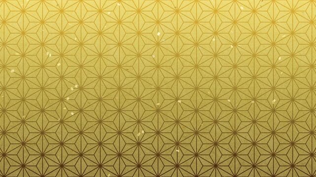 Falling Gold Confetti over a Japanese Asanoha Pattern, Seamless Loop