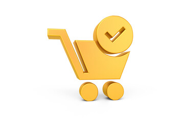 3d gold online shopping cart icon isolated © AdStart
