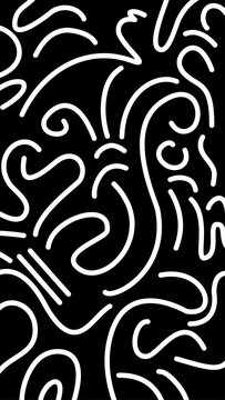 Abstract white hand drawn doodle lines dynamic wavy organic curves pattern design illustration.