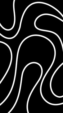 Abstract black and white curvy line art background pattern with smooth wavy minimalist lines.