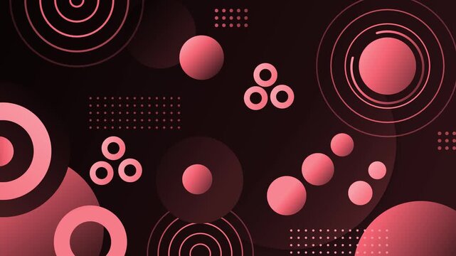 Monochrome geometric circles background, Abstract geometric background with circles gradients creating modern minimalist animation