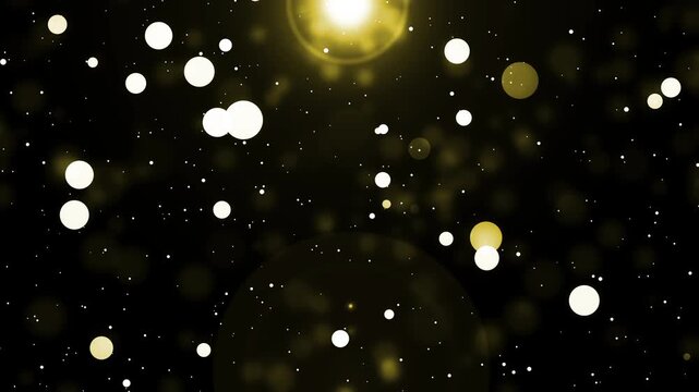 Abstract background with glowing bokeh dots and a soft light flare, creating a festive night sky effect animation