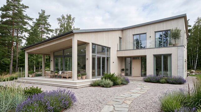modern house with garden