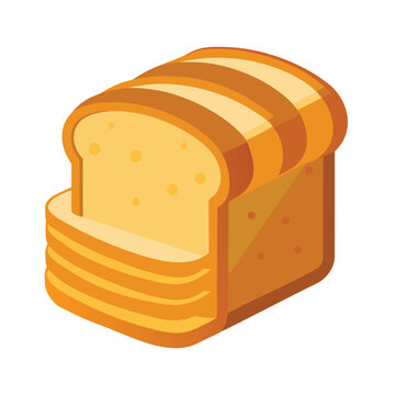 Sliced loaf of white bread vector illustration isolated on white background