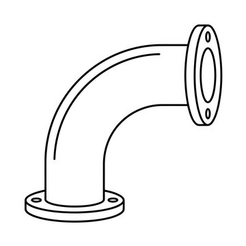 Curved pipe with flanges