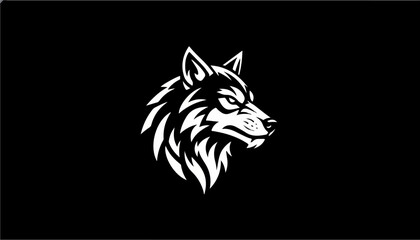 Obraz premium Stylized Angry Wolf Head Silhouette Illustration