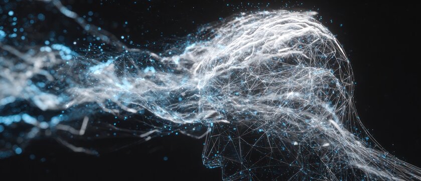 Abstract energy flow depicting neural network activity and data visualization