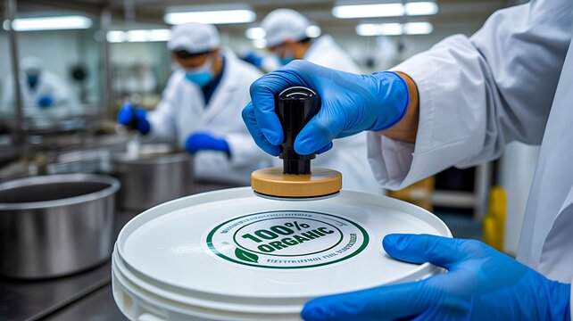 Factory worker scanning packaged product for quality control and automation