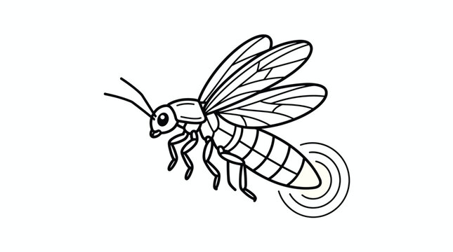 Firefly with glowing tail side view outline vector