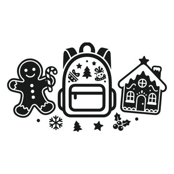 Gingerbread School Backpack Christmas Scene