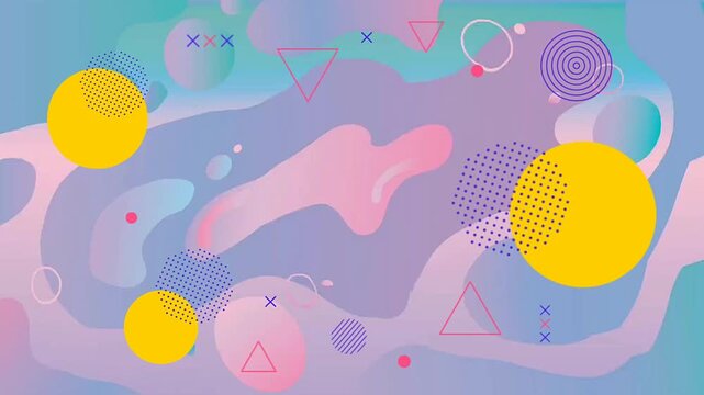abstract memphis gradient, with retro geometric shapes background 4k.