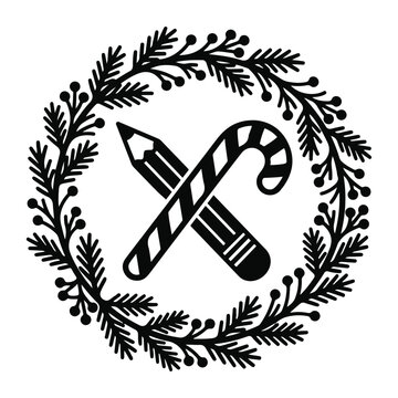 Pencil Candy Cane Holiday Frame