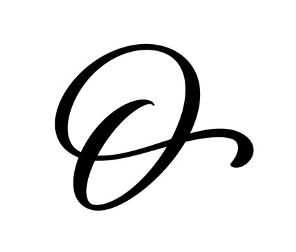 Letter O calligraphy logo. Rounded script initial isolated.