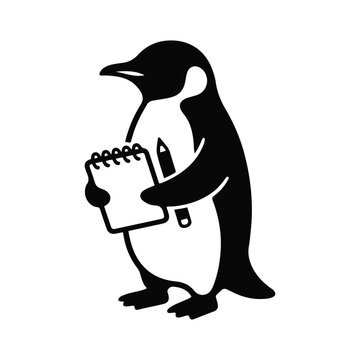 Penguin Reading Book Cartoon Silhouette