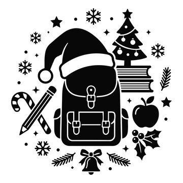 Santa Backpack School Clipart