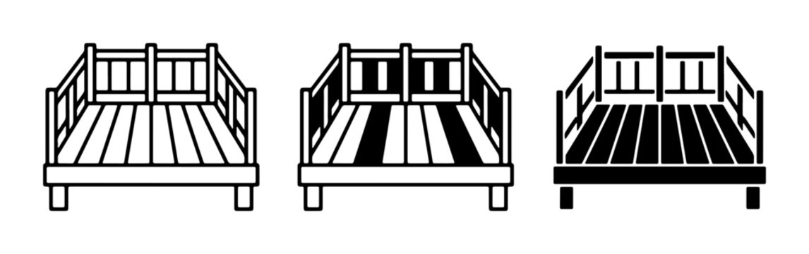 Wooden Deck Icons, Balcony Vector Set, Outdoor Platform Graphics, Terrace Design Elements