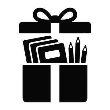 School Supplies Gift Box Vector