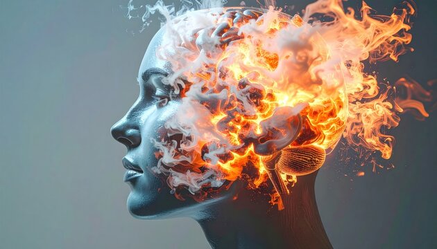 Fiery Mind - A Conceptual Portrait of Inner Turmoil and Passion.