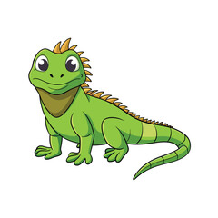 Fototapeta premium Cute green iguana character vector illustration isolated on white background