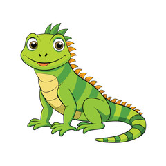 Naklejka premium Cute green iguana character vector illustration isolated on white background