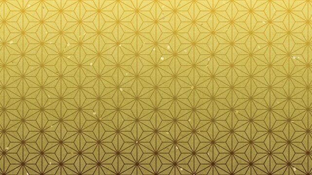 Falling Gold Confetti over an Animated Japanese Asanoha Pattern, Seamless Loop