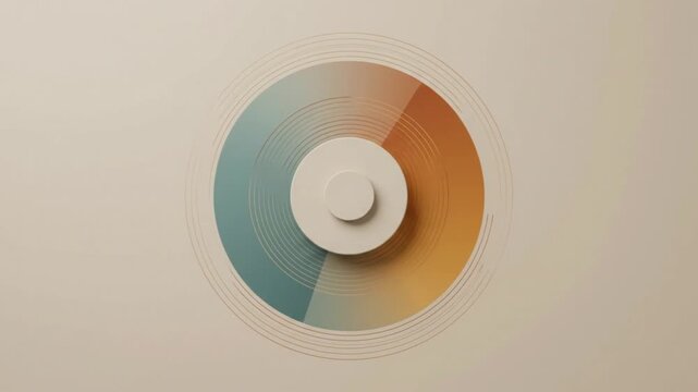 Minimalist abstract circle with orange and teal halves