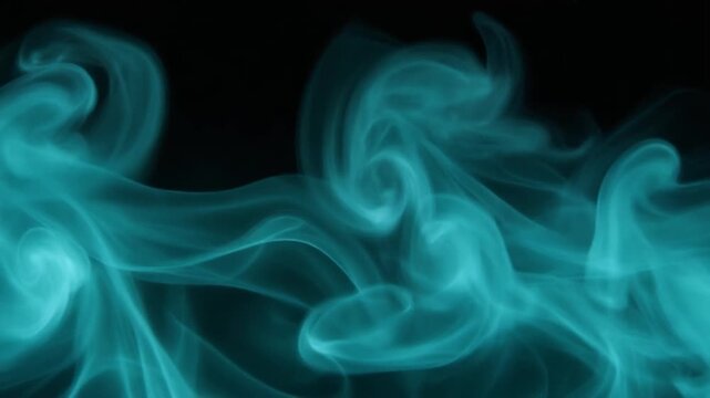 Turquoise vapor mandala slowly rolling through black space, cinematic