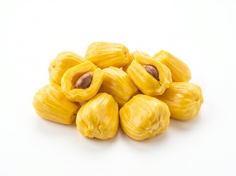Fresh yellow jackfruit pods with seeds piled together as delicious tropical fruit