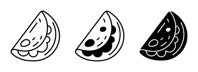 Obraz premium Taco Icons Set, Mexican Food Vector Graphics, Minimalist Food Illustrations for Menus and Recipes