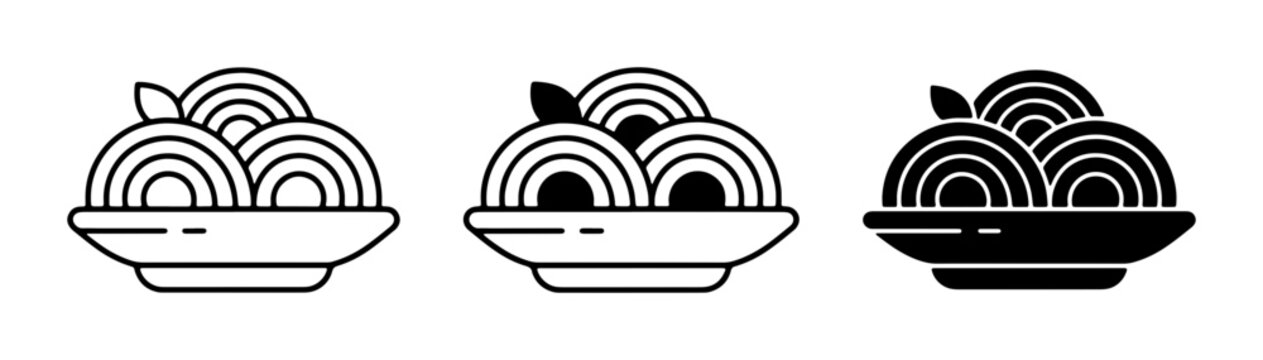Noodle Icons, Spaghetti Plate Graphics, Pasta Dish Vector Set, Italian Food Illustration, Culinary Icons