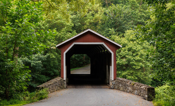 Covered bridge in summer